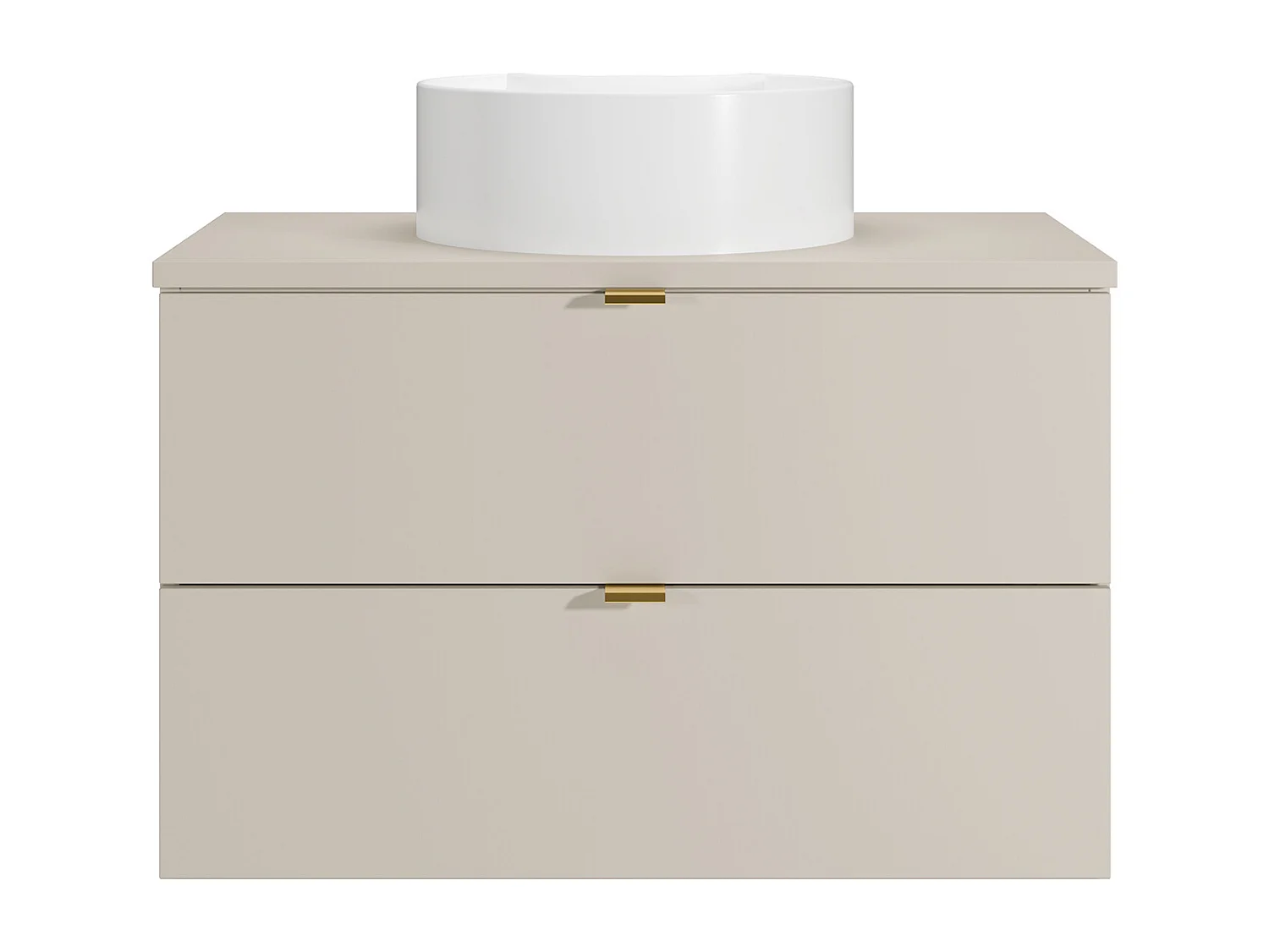 Mobile bagno sospeso con lavabo da appoggio rotondo Beige 80 cm - LAVENA