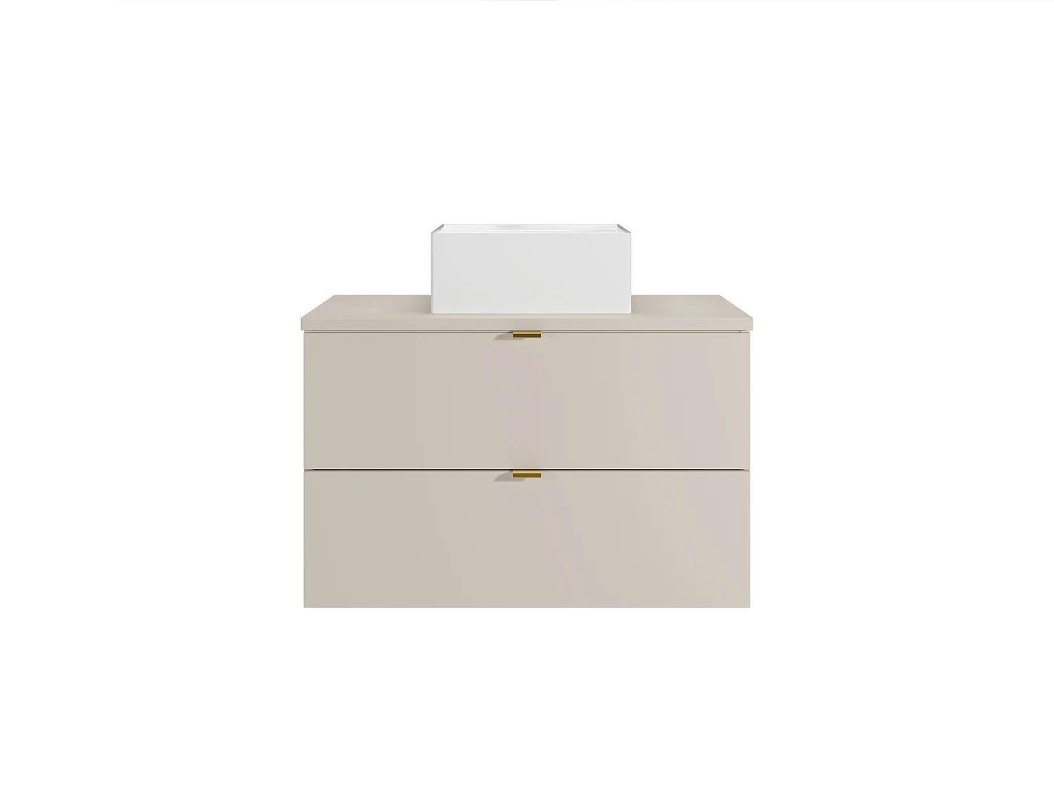 Mobile bagno sospeso con lavabo da appoggio quadrato Beige 80 cm - LAVENA