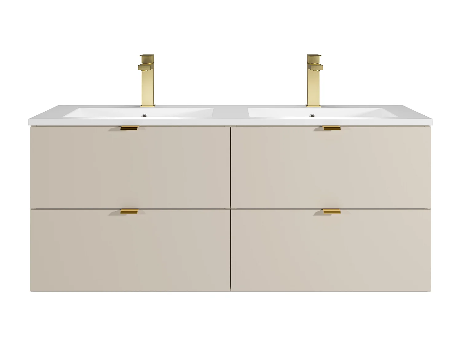 Meuble de salle de bain suspendu avec vasque à encastrer et robinet - Beige - 120 cm - LAVENA