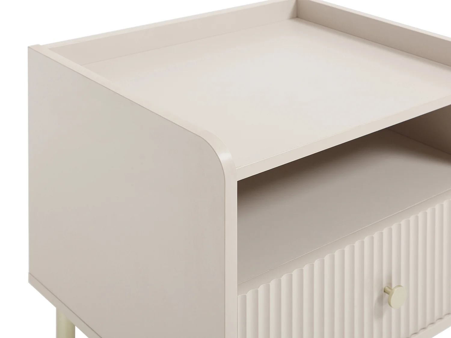 Lot de 2 tables de chevet 1 tiroir et 1 niche – Beige et doré - LUNAOR