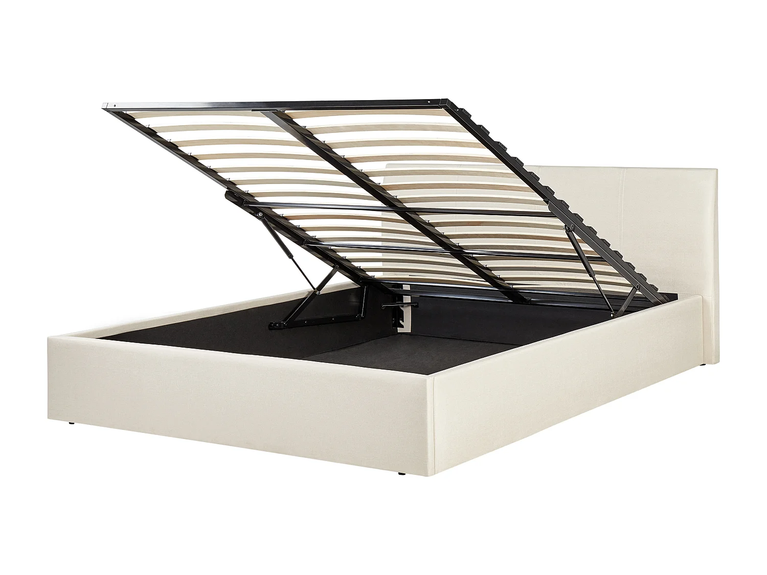 Bed met opbergruimte Stof ORBEY 140 x 200 cm Lichtbeige