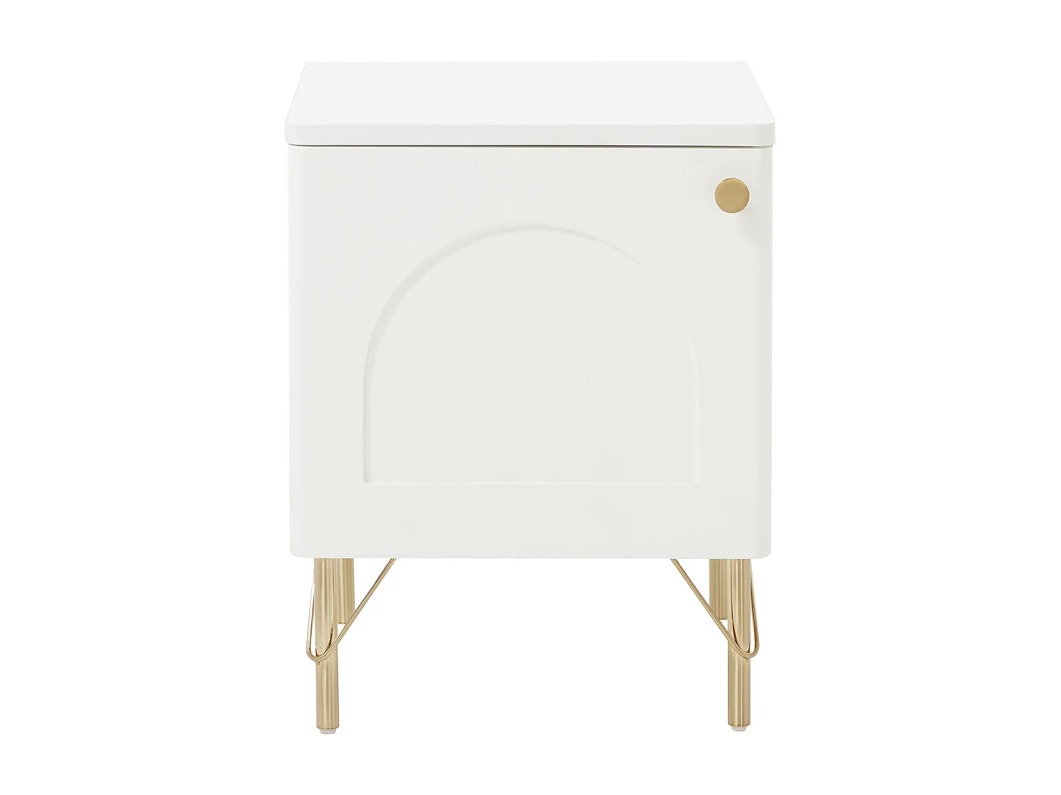 Lot de 2 tables de chevet avec 1 porte – Blanc et doré - ALOBARA