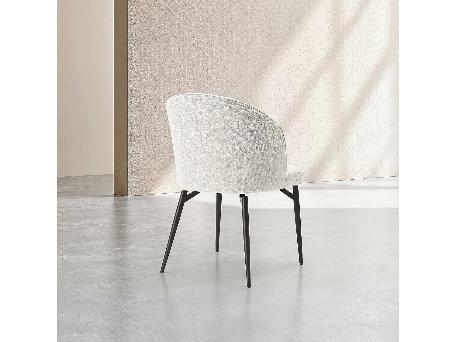 Habitat - Lot de 2 chaises en tissu et métal noir - Beige - Spinne