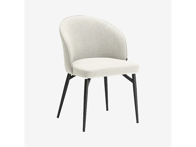 Habitat - Lot de 2 chaises en tissu et métal - Beige - Spinne