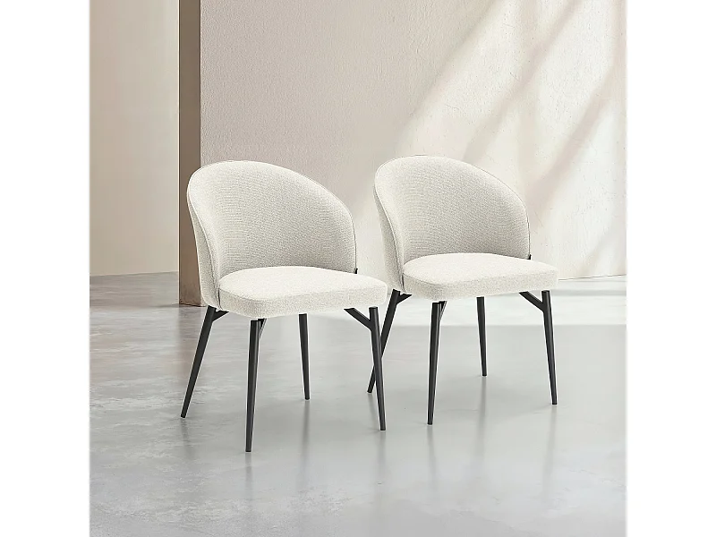 Habitat - Lot de 2 chaises en tissu et métal - Beige - Spinne