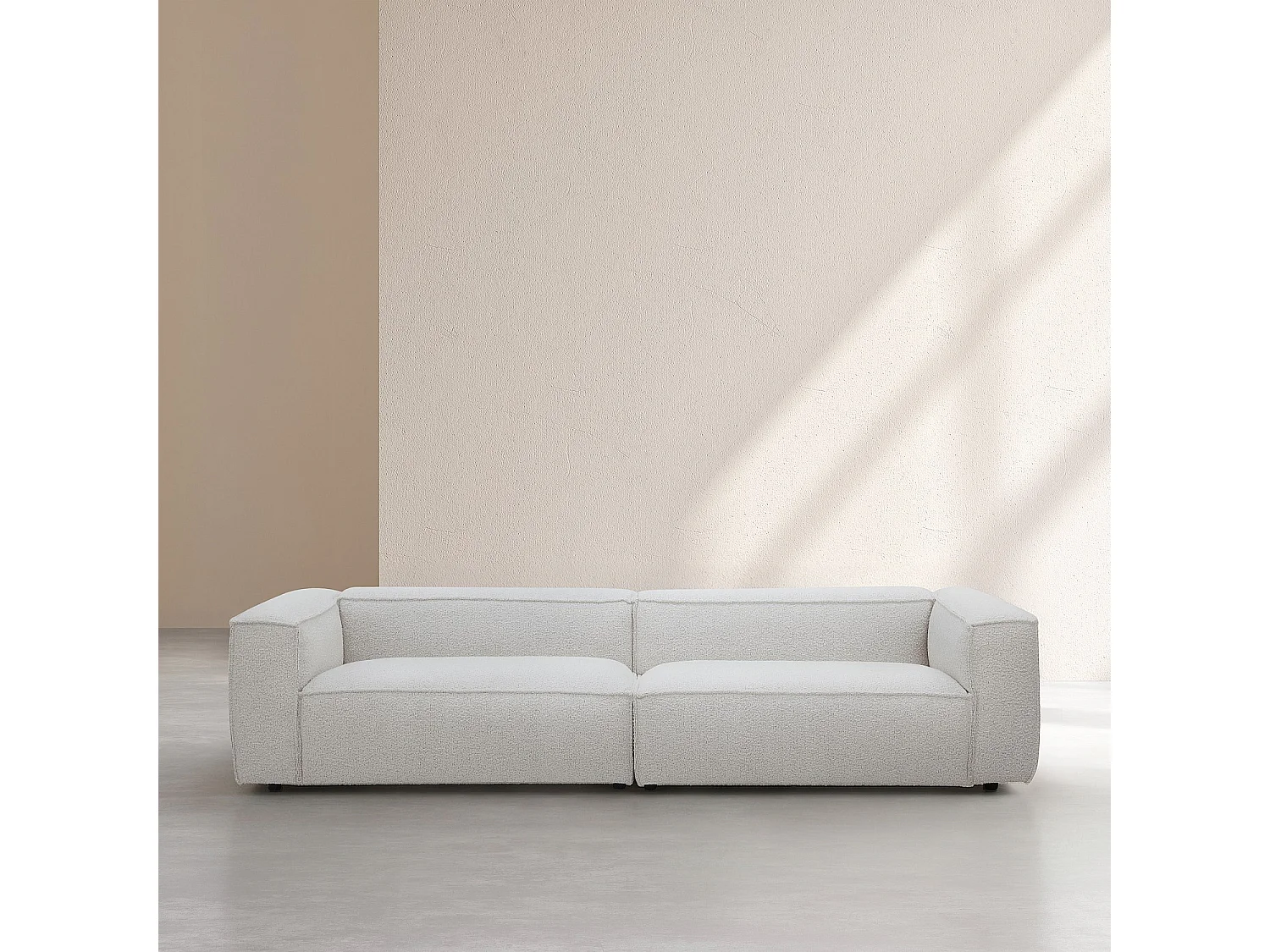 Canapé 4 places en tissu bouclette - Beige mélangé