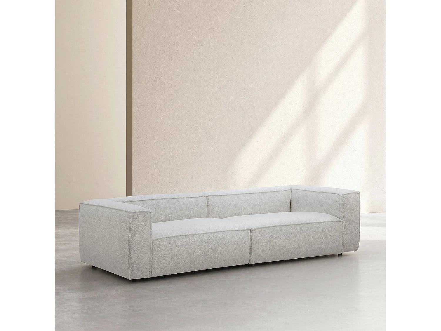 Canapé 4 places en tissu bouclette - Beige mélangé