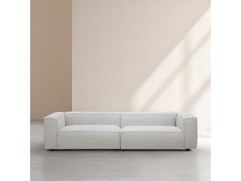 Habitat - Canapé 4 places en tissu bouclette - Beige mélangé - Kuti