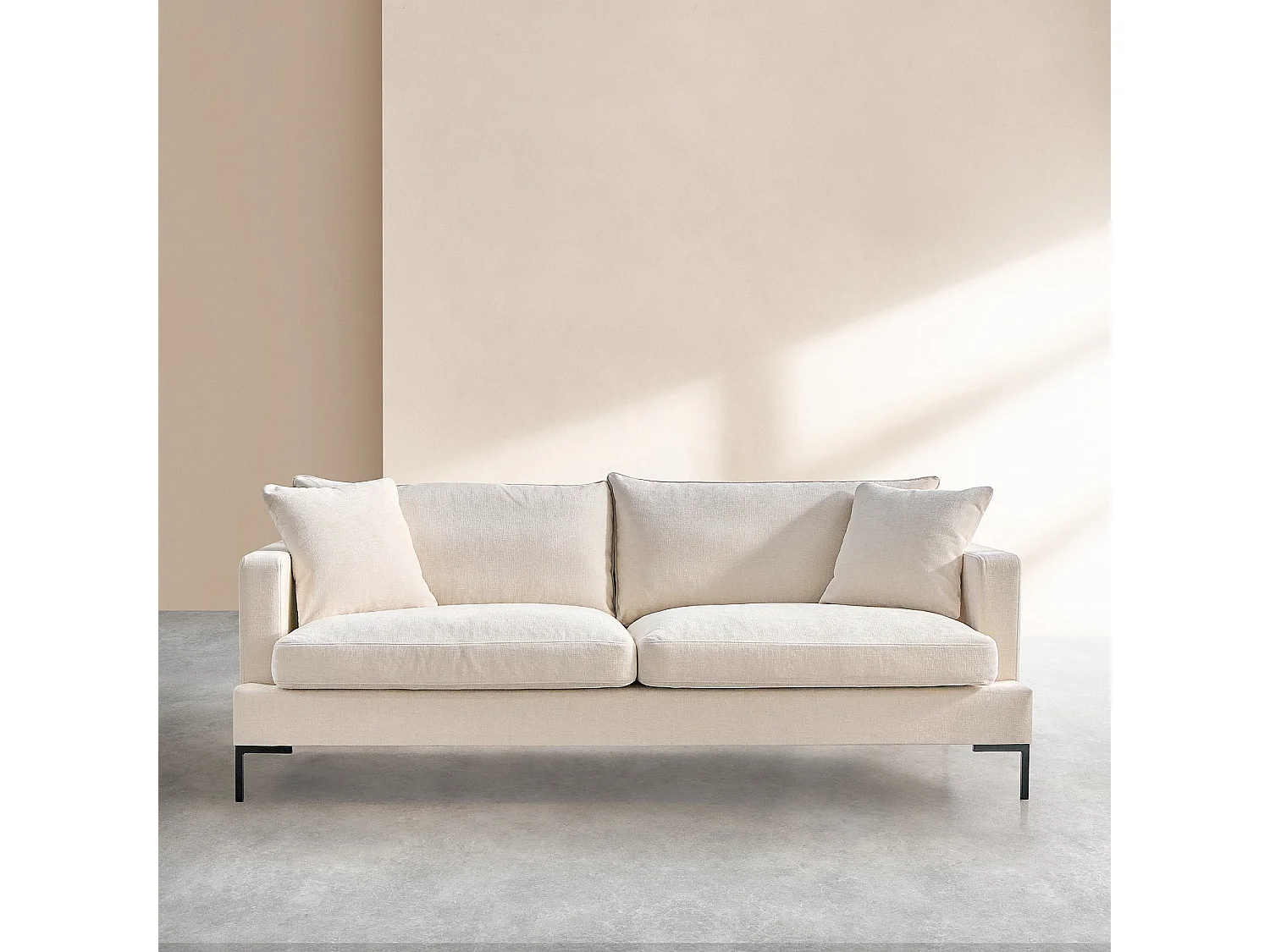 Habitat - Canapé 3 places en tissu Kumal garni de plumes - Écru - Sierra