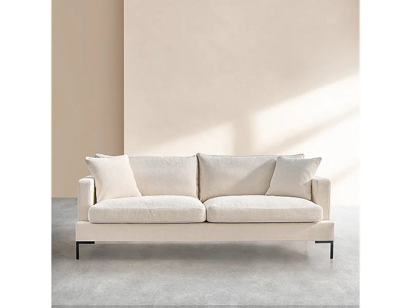 Habitat - Canapé 3 places en tissu Kumal garni de plumes - Écru - Sierra