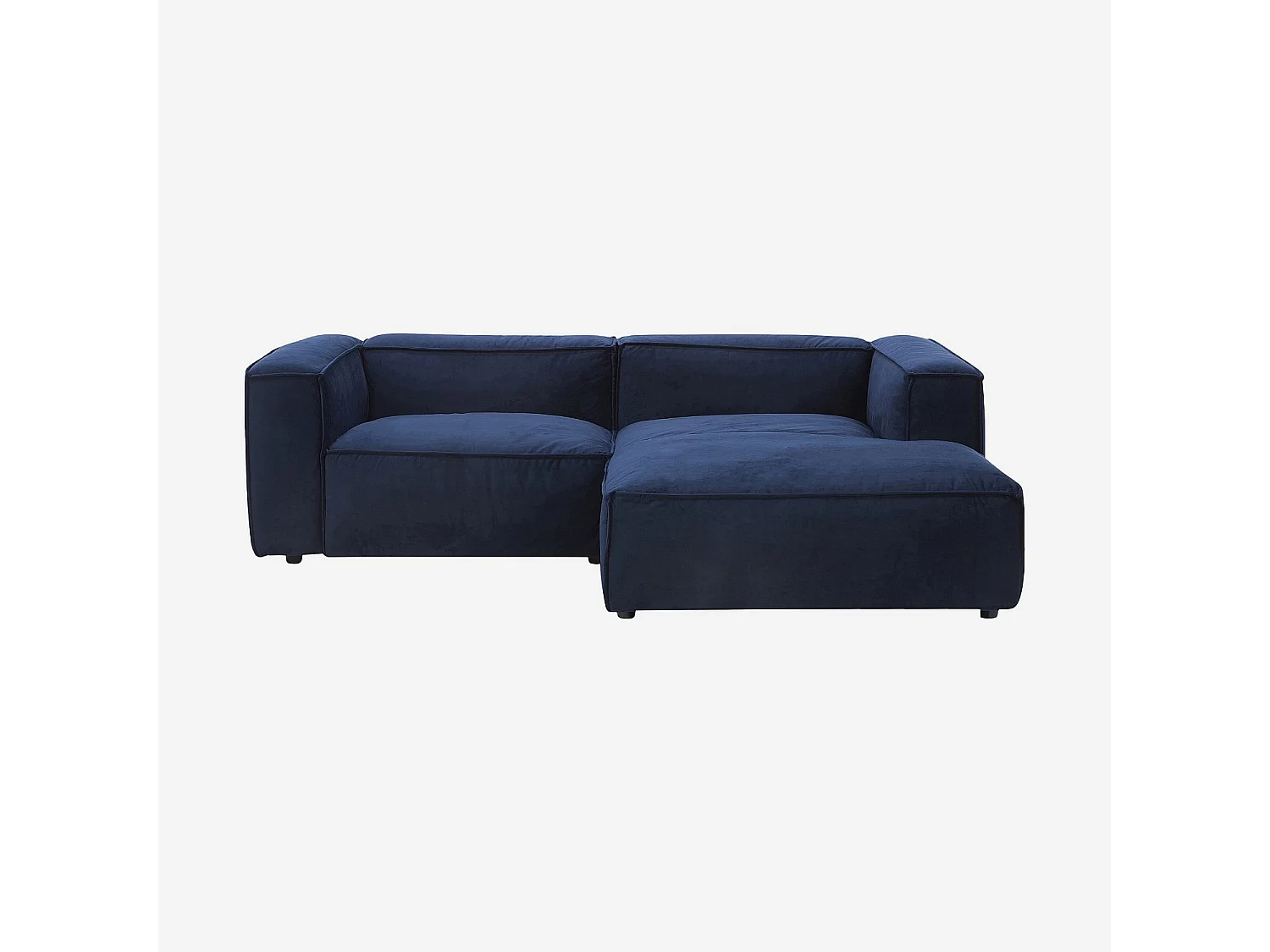 Canapé d'angle droit en velours - Bleu marine