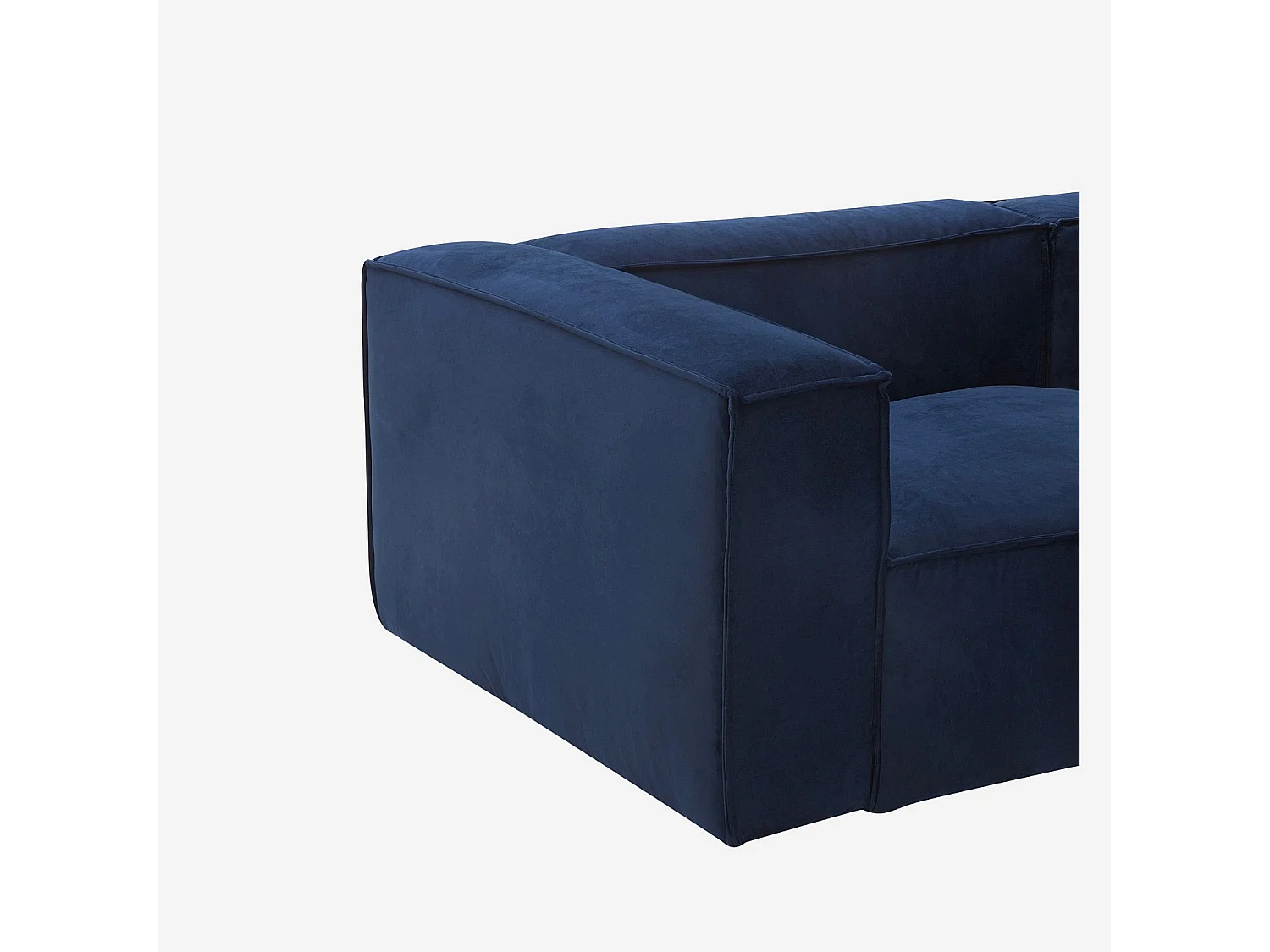 Canapé d'angle droit en velours - Bleu marine