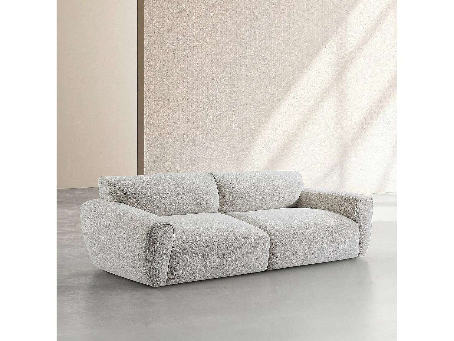 Canapé 4 places en tissu chenille - Écru mélangé