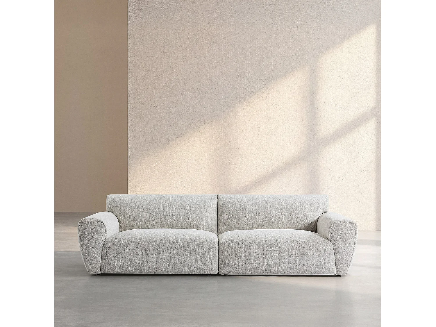 Canapé 4 places en tissu chenille - Écru mélangé