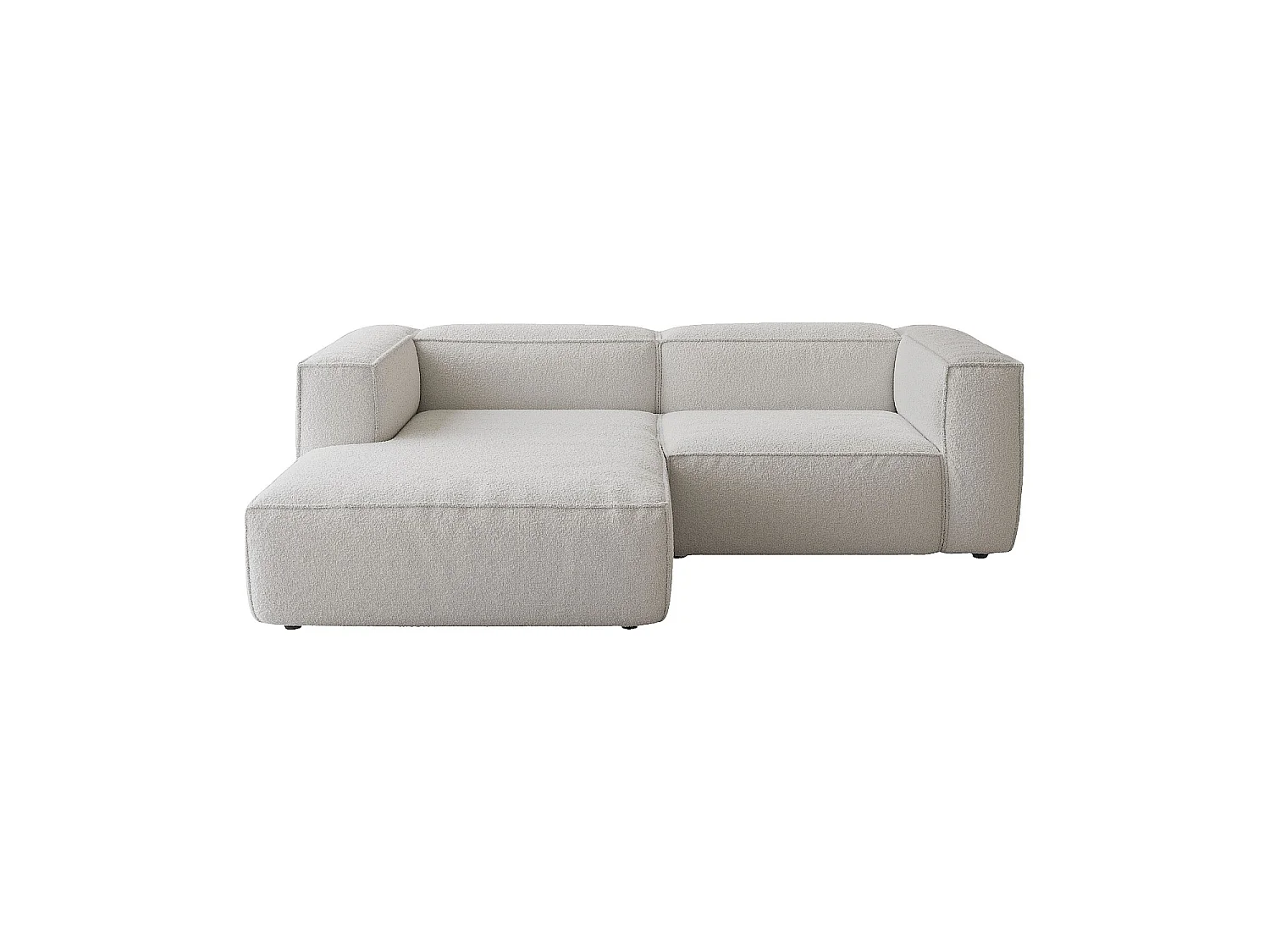 Habitat - Canapé d'angle gauche en tissu bouclette - Beige mélangé - Kuti