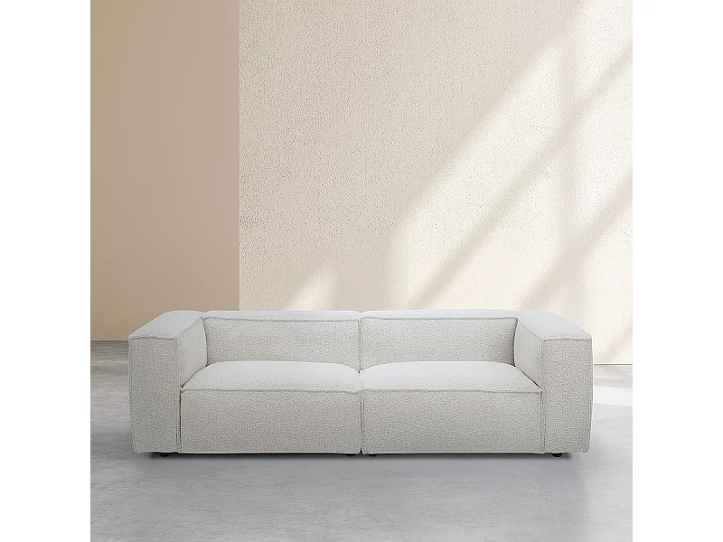 Habitat - Canapé 3 places en tissu bouclette - Beige mélangé - Kuti