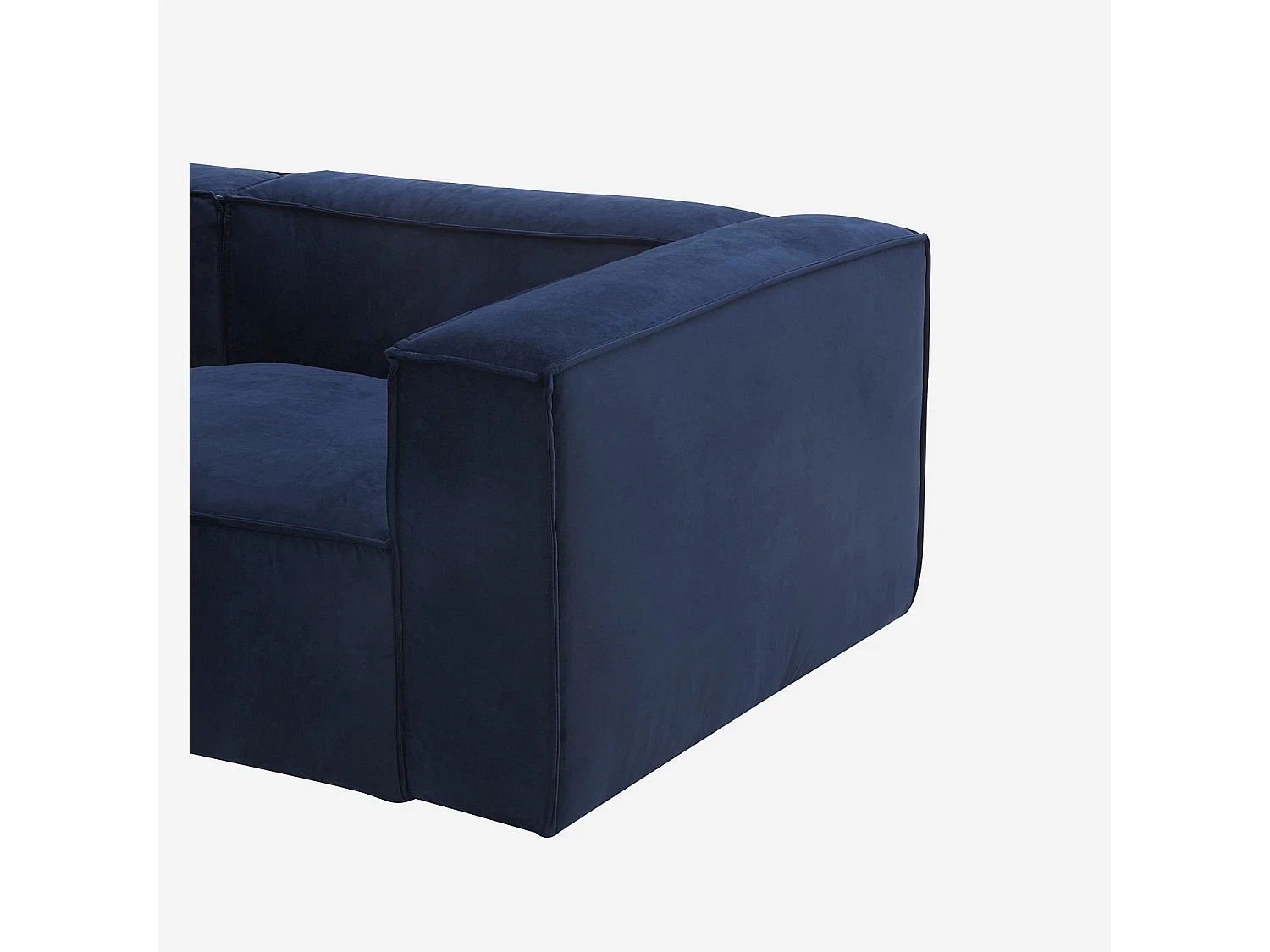 Canapé d'angle gauche en velours - Bleu marine