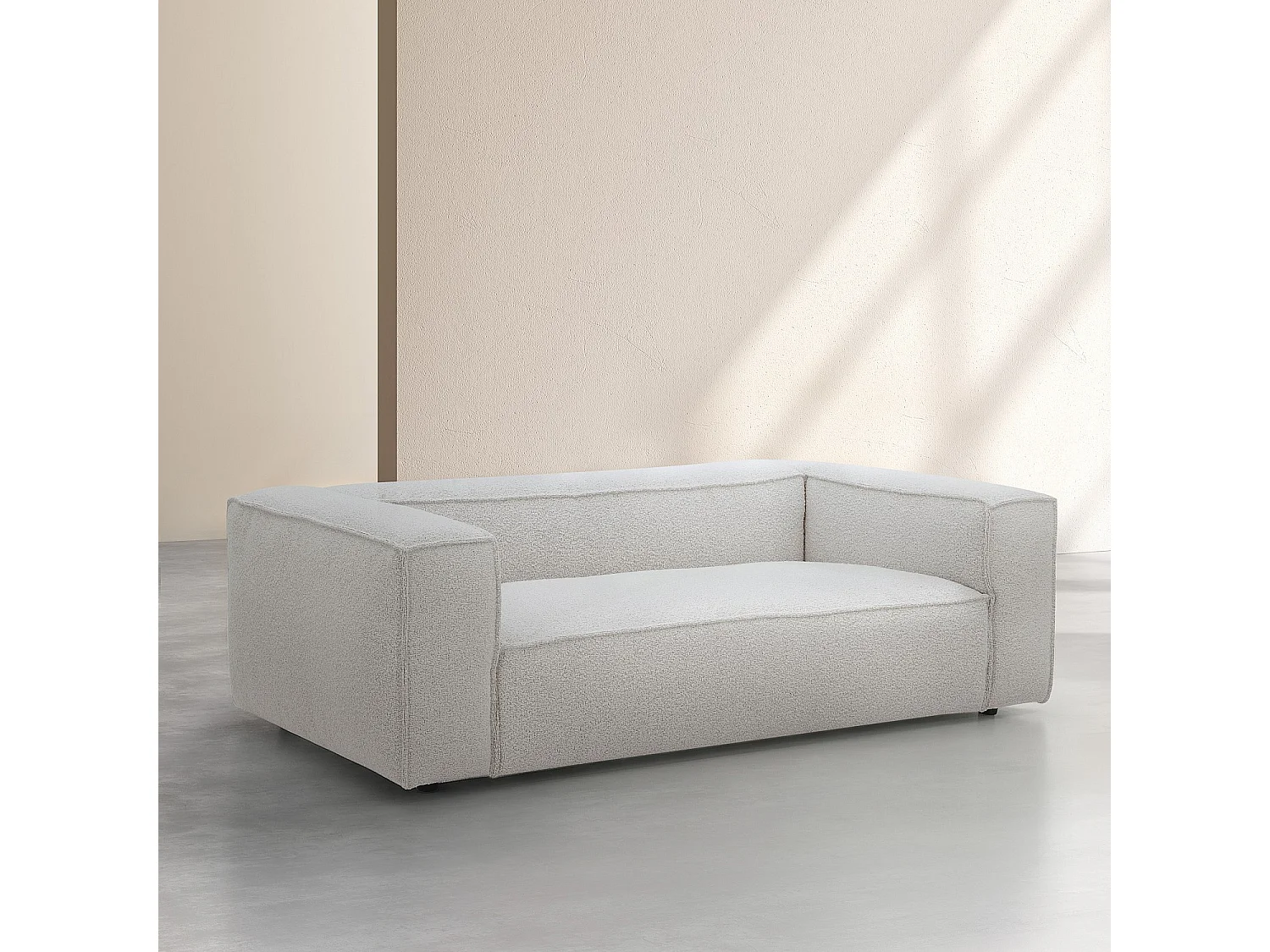 Habitat - Canapé 2 places en tissu bouclette - Beige mélangé - Kuti