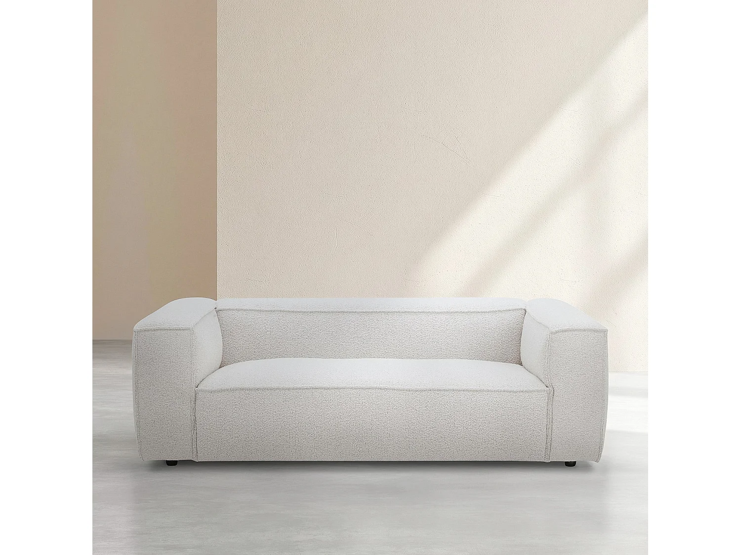 Canapé 2 places en tissu bouclette - Beige mélangé