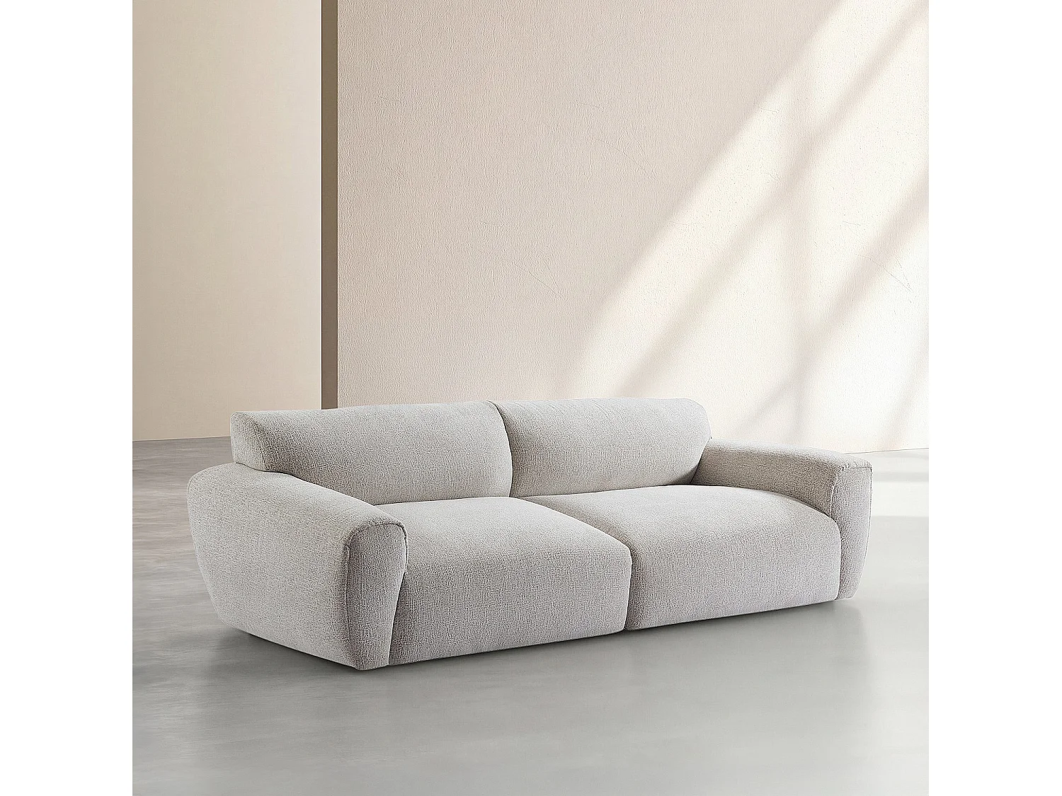 Canapé 3 places en tissu chenille - Écru mélangé