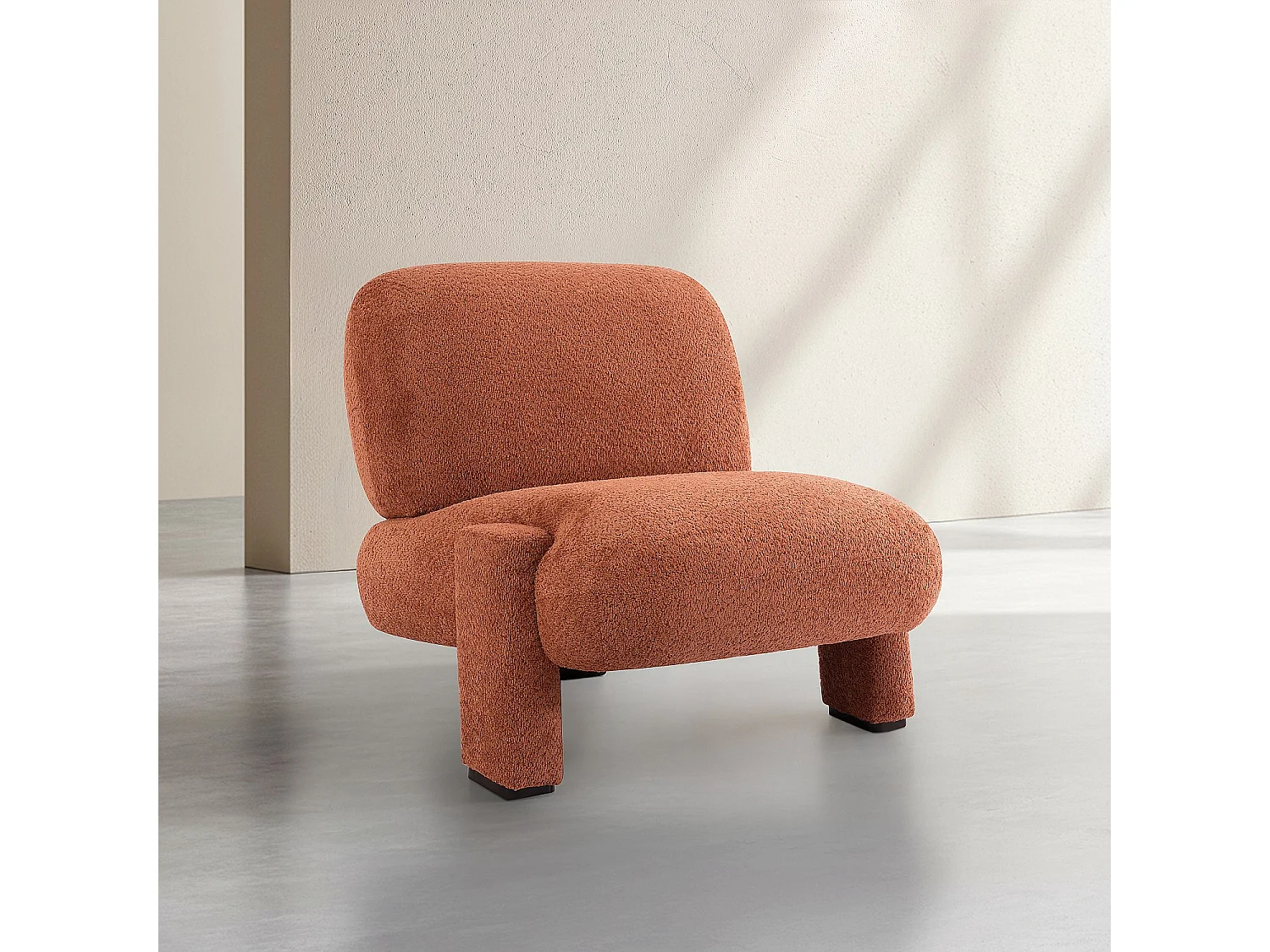 Habitat - Fauteuil en tissu bouclette - Terracotta - Pineto