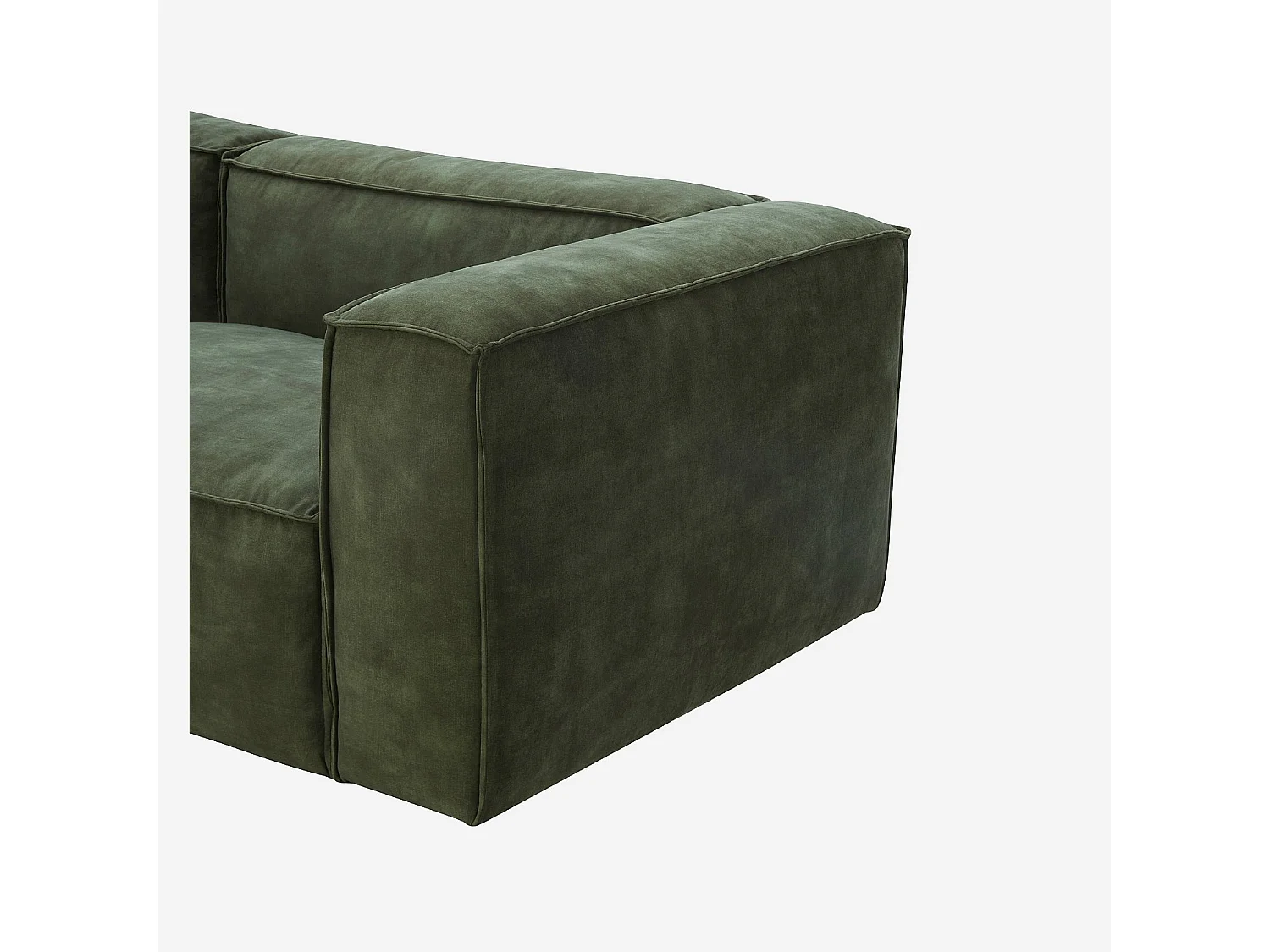 Habitat - Canapé d'angle gauche en velours - Vert kaki - Kuti