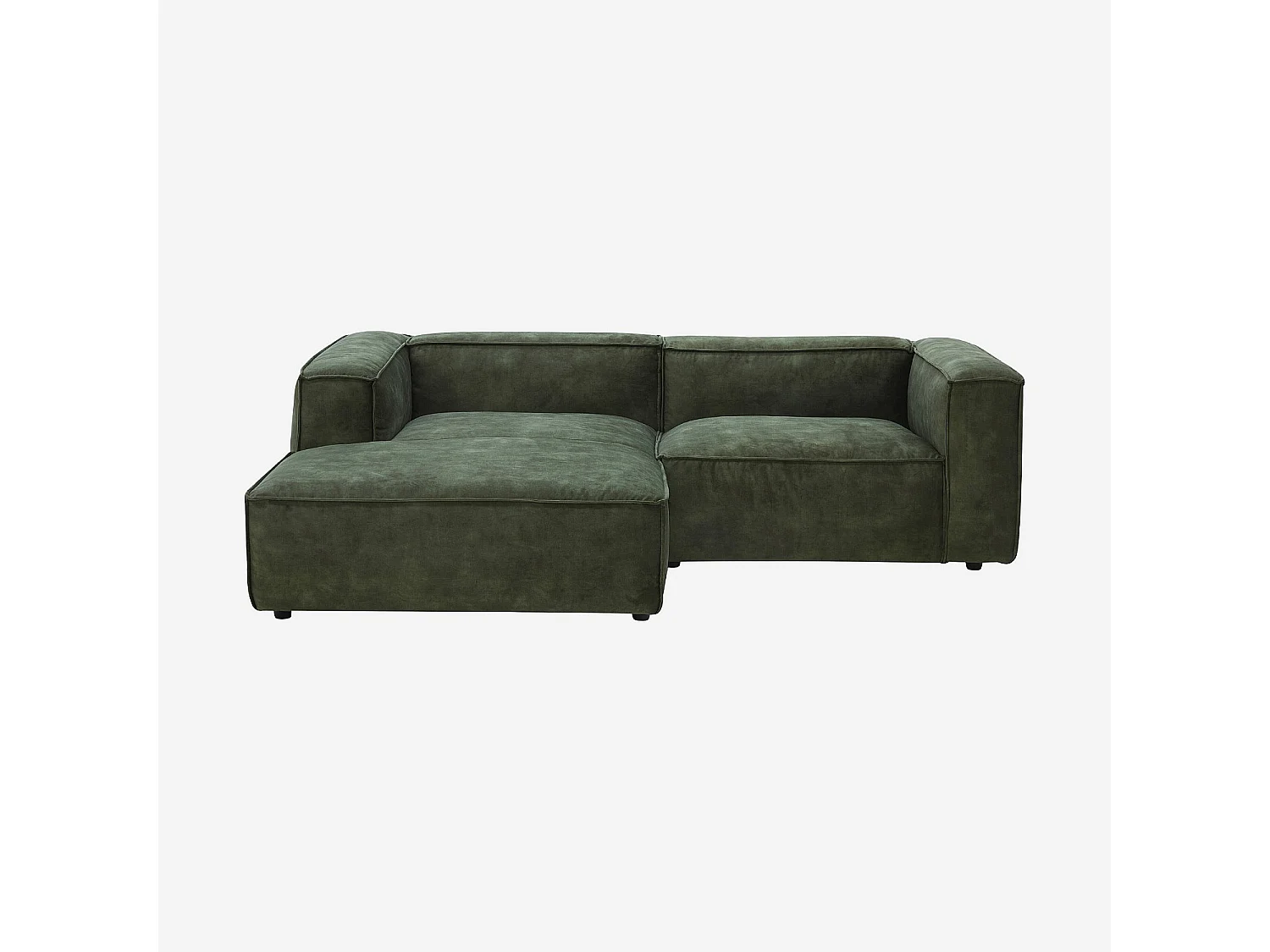 Canapé d'angle gauche en velours - Vert kaki