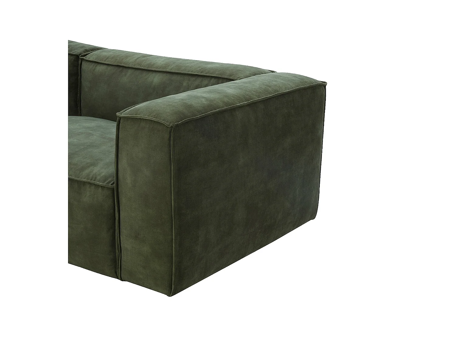 Habitat - Canapé d'angle gauche en velours - Vert kaki - Kuti