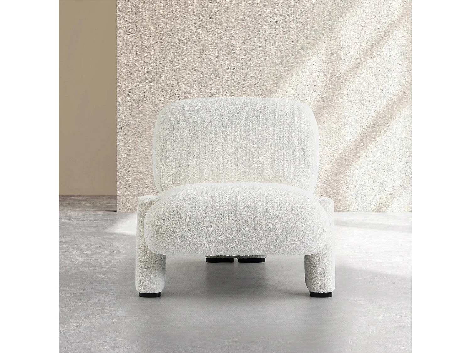 Habitat - Fauteuil en tissu bouclette - Blanc - Pineto