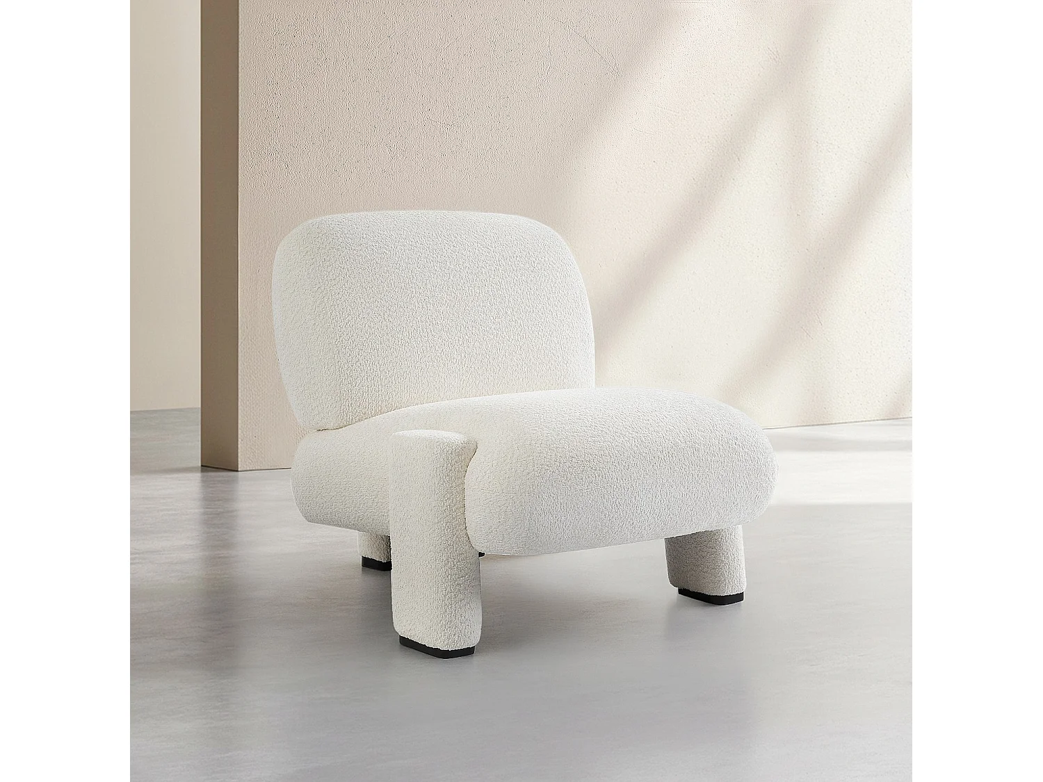 Habitat - Fauteuil en tissu bouclette - Blanc - Pineto