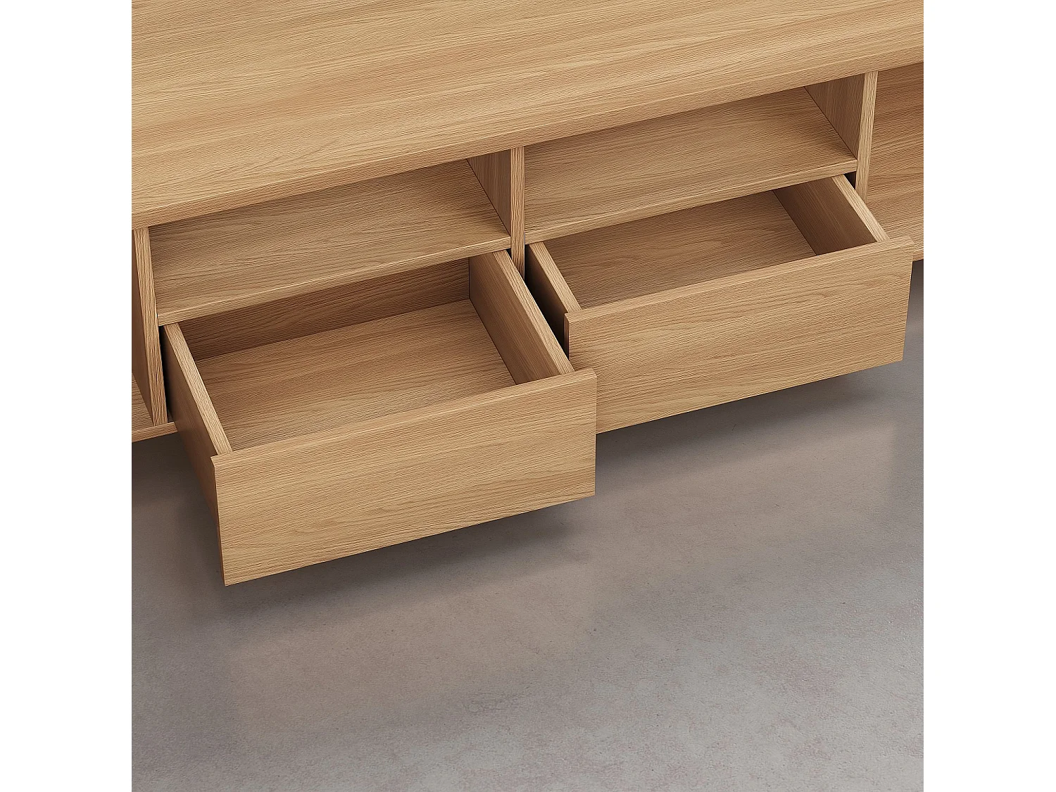 Habitat - Meuble TV 2 portes 2 tiroirs en chêne - Naturel - Design by Hélèna Pille - Ivoine