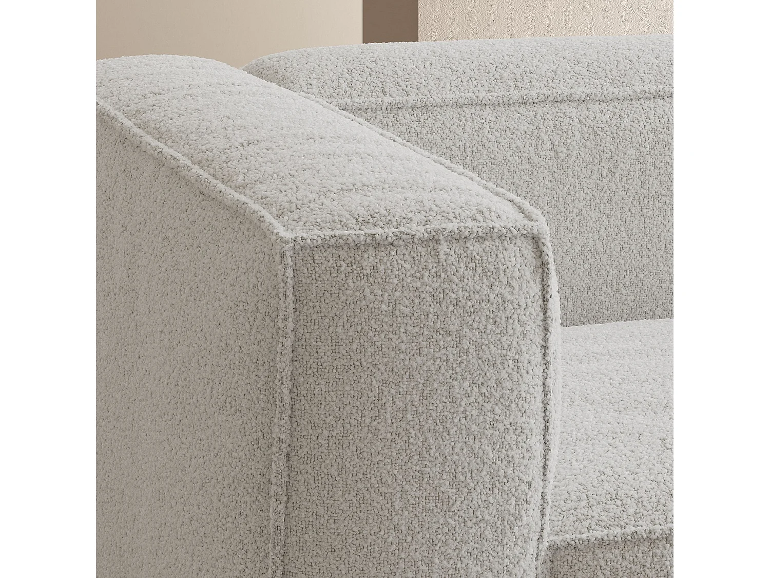 Habitat - Canapé d'angle droit en tissu bouclette - Beige mélangé - Kuti