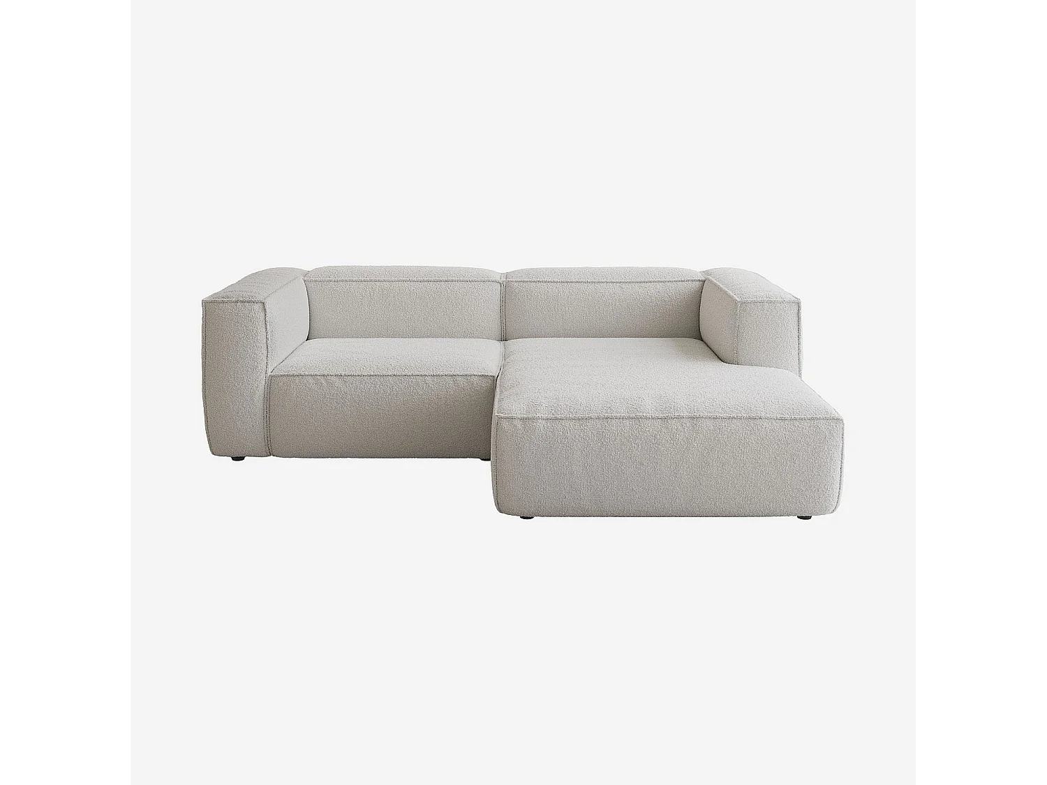 Canapé d'angle droit en tissu bouclette - Beige mélangé