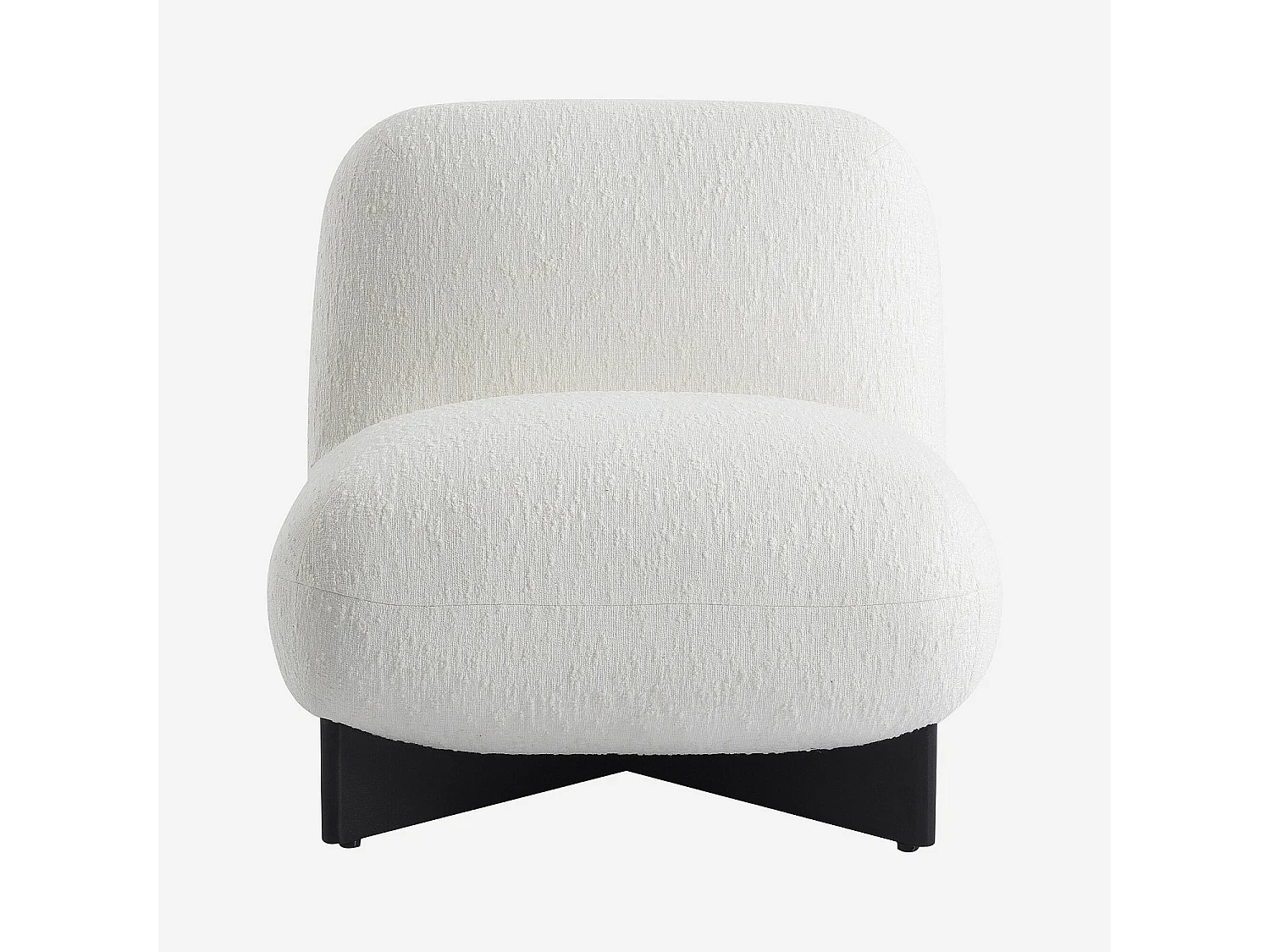 Habitat - Fauteuil en tissu texturé et bois massif noir - Écru - Skopi