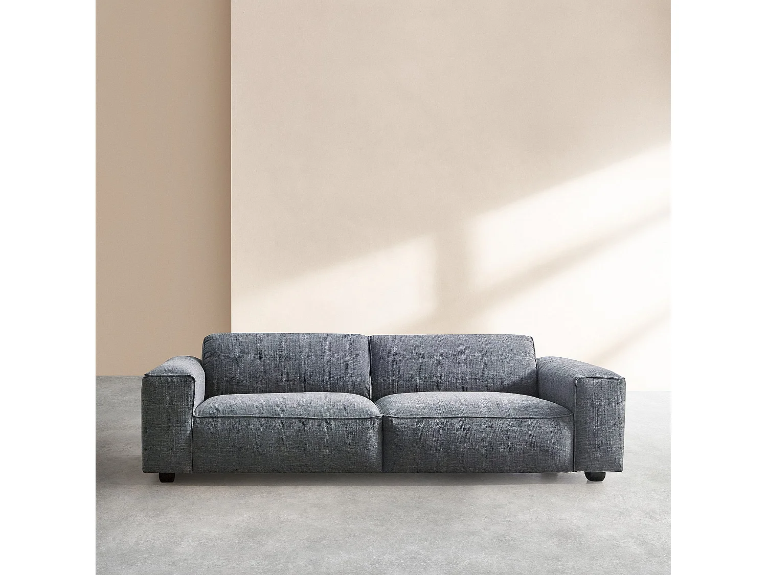 Canapé 4 places en tissu bouclette courte Mira - Bleu denim