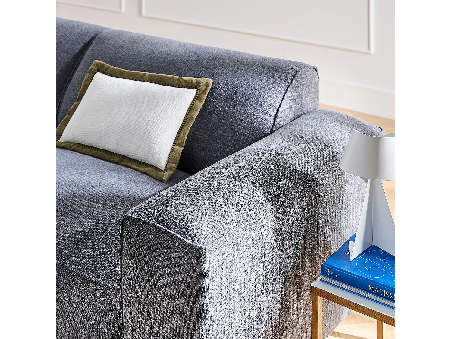 Canapé 4 places en tissu bouclette courte Mira - Bleu denim