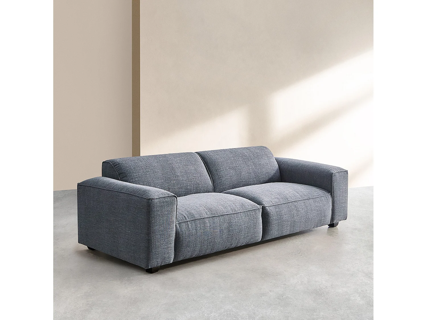 Canapé 4 places en tissu bouclette courte Mira - Bleu denim