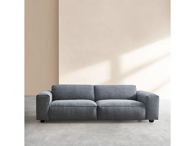 Habitat - Canapé 4 places en tissu bouclette courte Mira - Bleu denim - Posada II