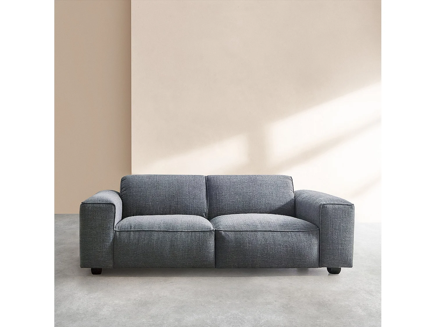 Canapé 3 places en tissu bouclette courte Mira - Bleu denim