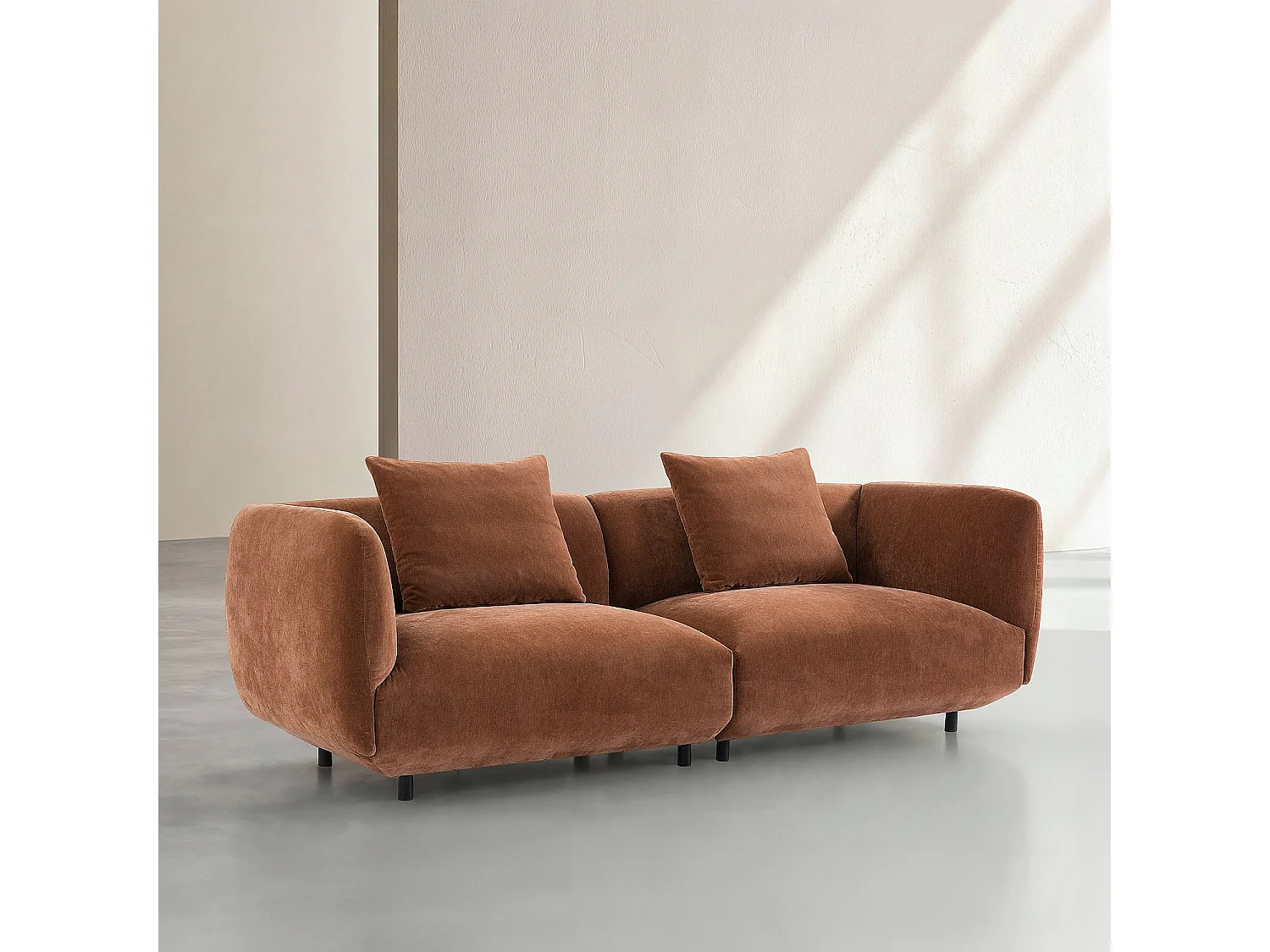 Habitat - Canapé 4 places en tissu - Marron cuivré - Moseri