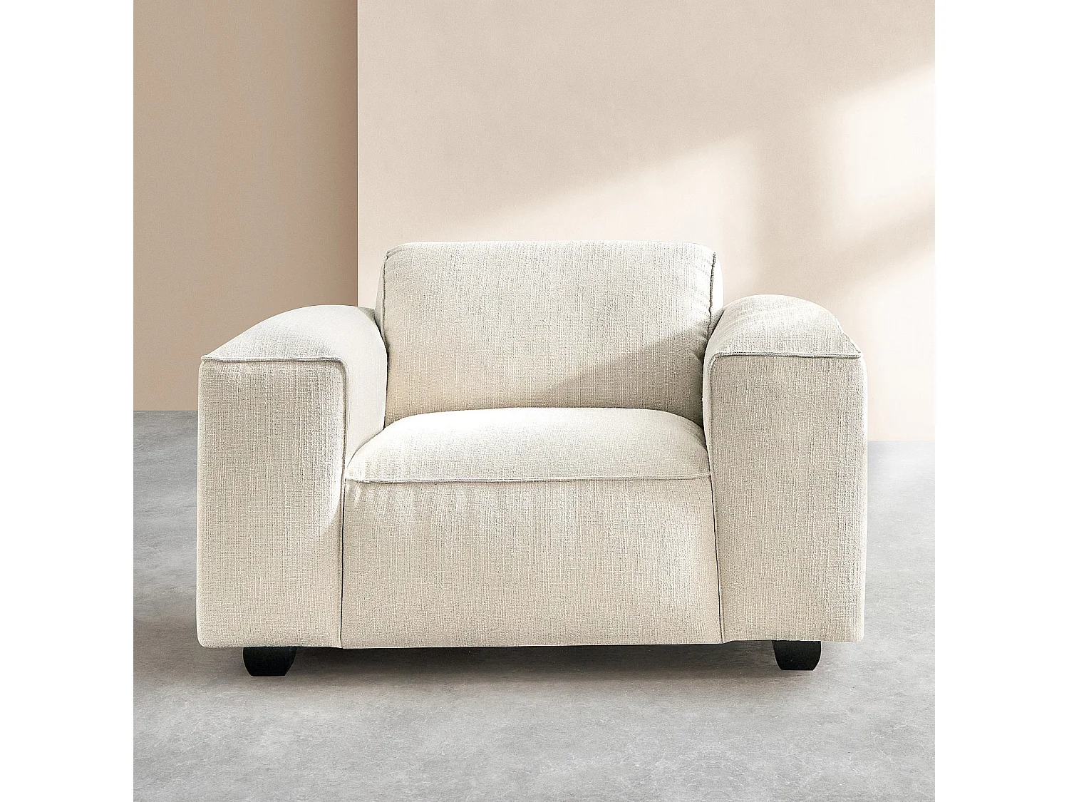 Habitat - Fauteuil en tissu bouclette courte Mira - Ivoire - Posada II