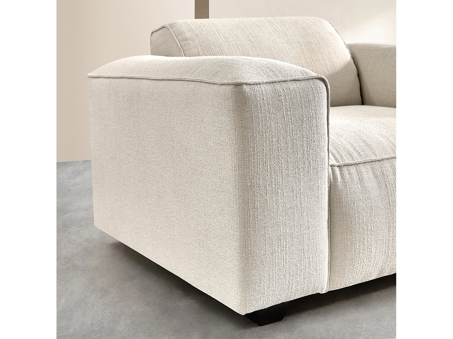 Habitat - Fauteuil en tissu bouclette courte Mira - Ivoire - Posada II