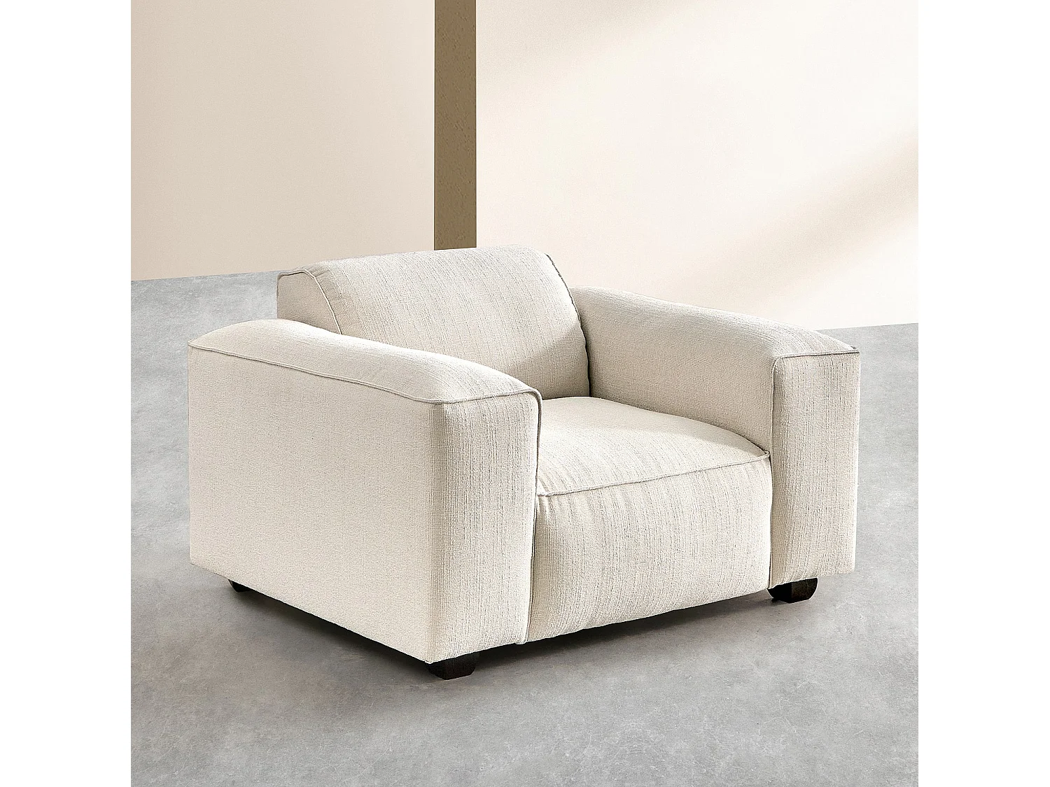 Habitat - Fauteuil en tissu bouclette courte Mira - Ivoire - Posada II