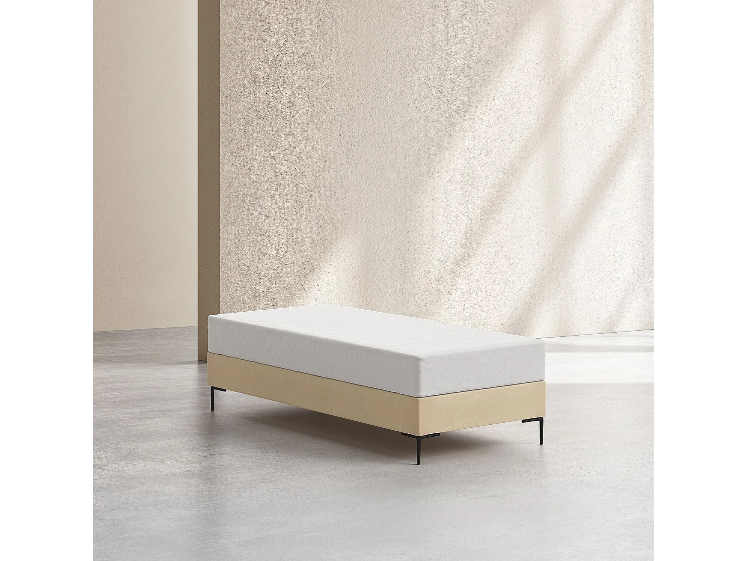 Sommier tapissier à lattes en tissu - 90 x 200 cm - Crème
