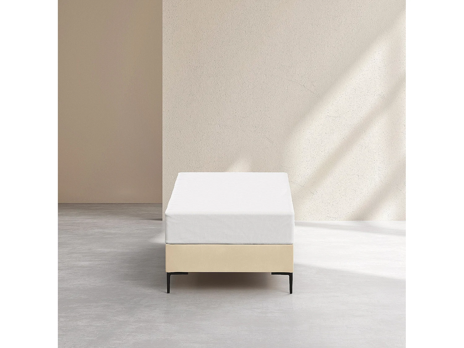 Sommier tapissier à lattes en tissu - 90 x 200 cm - Crème