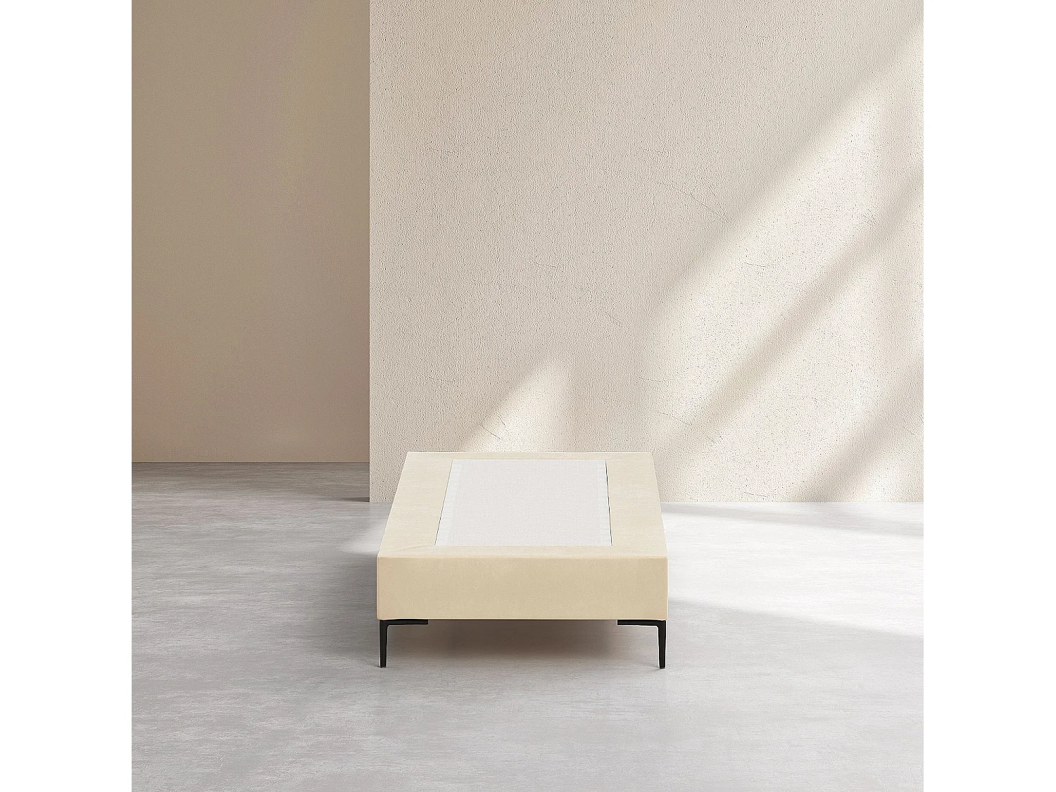 Sommier tapissier à lattes en tissu - 90 x 200 cm - Crème