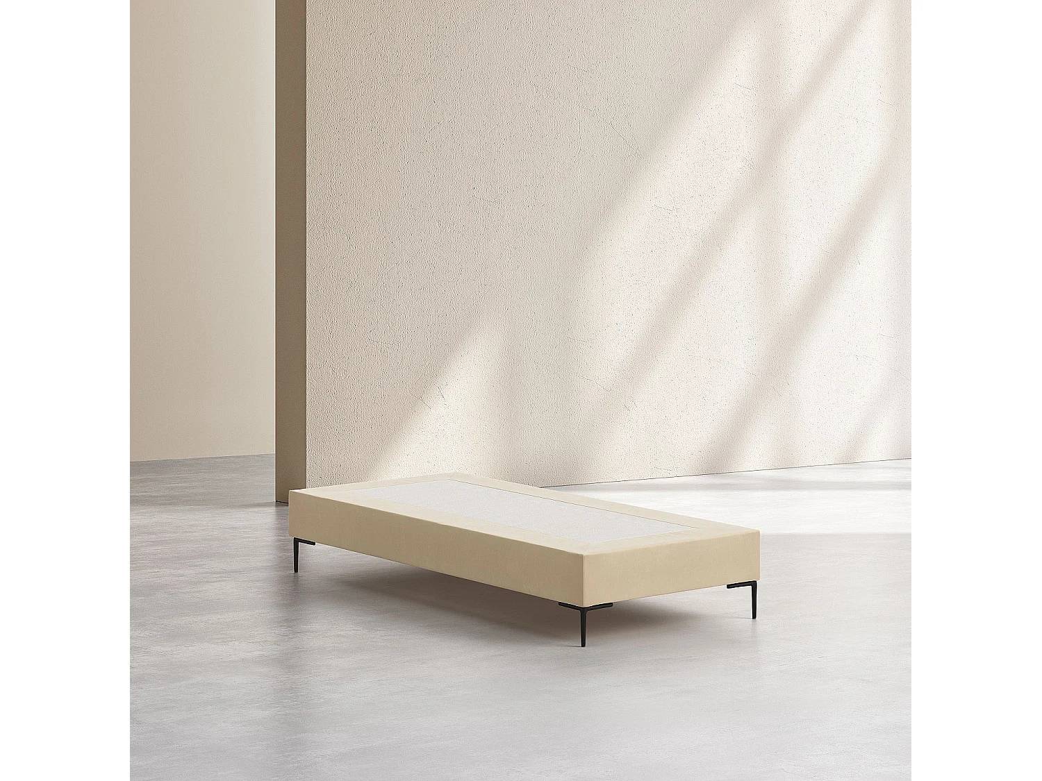 Sommier tapissier à lattes en tissu - 90 x 200 cm - Crème