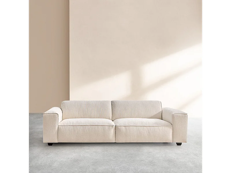 Habitat - Canapé 4 places en tissu bouclette courte Mira - Ivoire - Posada II