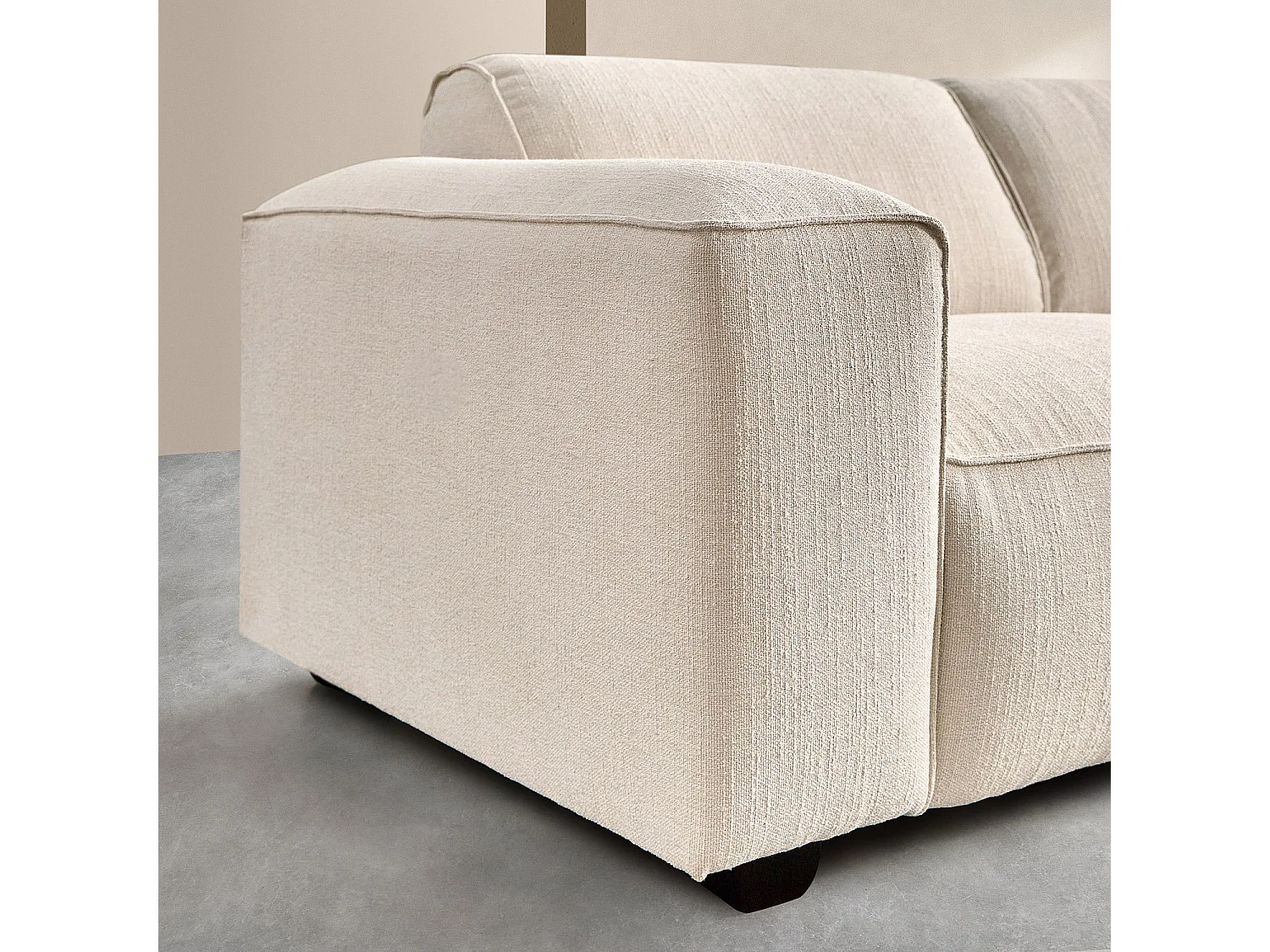 Canapé 3 places en tissu bouclette courte Mira - Ivoire