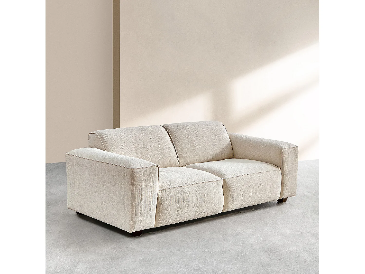 Canapé 3 places en tissu bouclette courte Mira - Ivoire